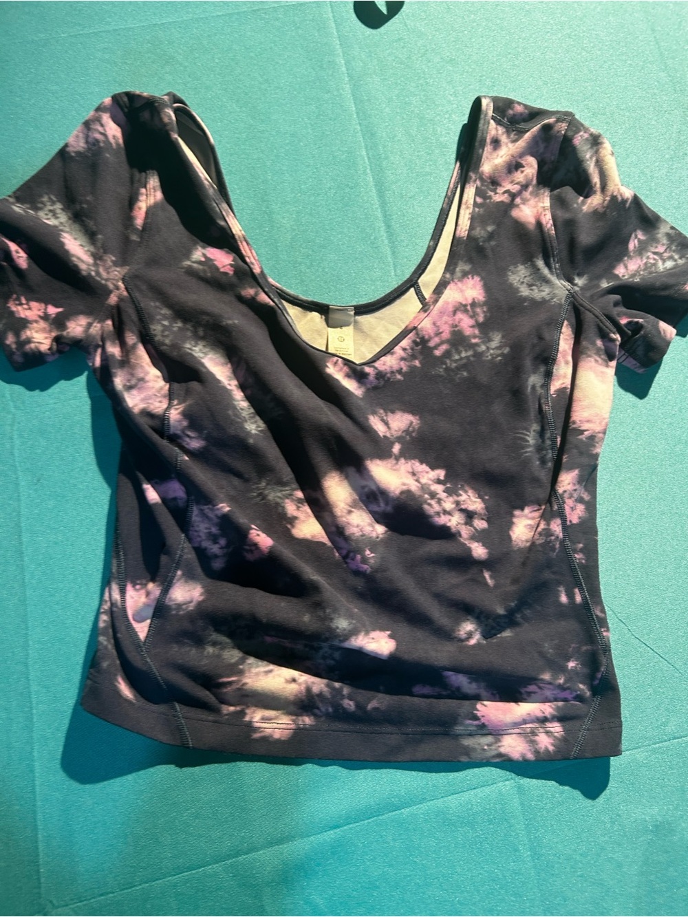 lululemon athletica Black Tee with Pink and Purple Tie-Dye